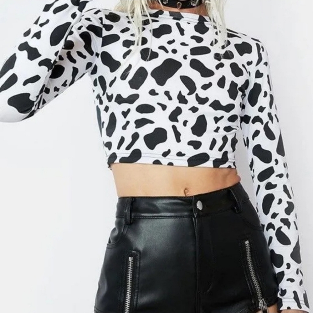 Lita By Ciara NWT King Cheetah Print Crop Top‎ Long Sleeve Womens Size XS